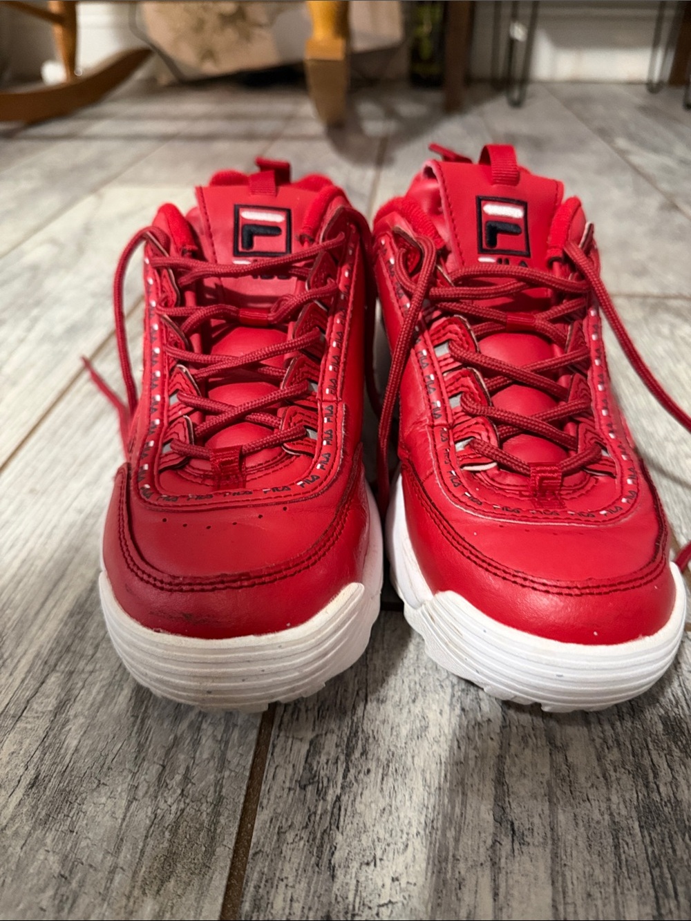 Fila Kids Red Low-Top Sneakers with White Soles